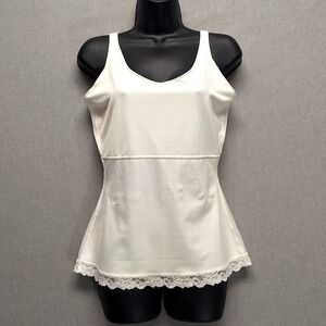 Spanx Tank Top Women‎ L Shaping Stretch Scoop Neck Lace Trim Minimalist